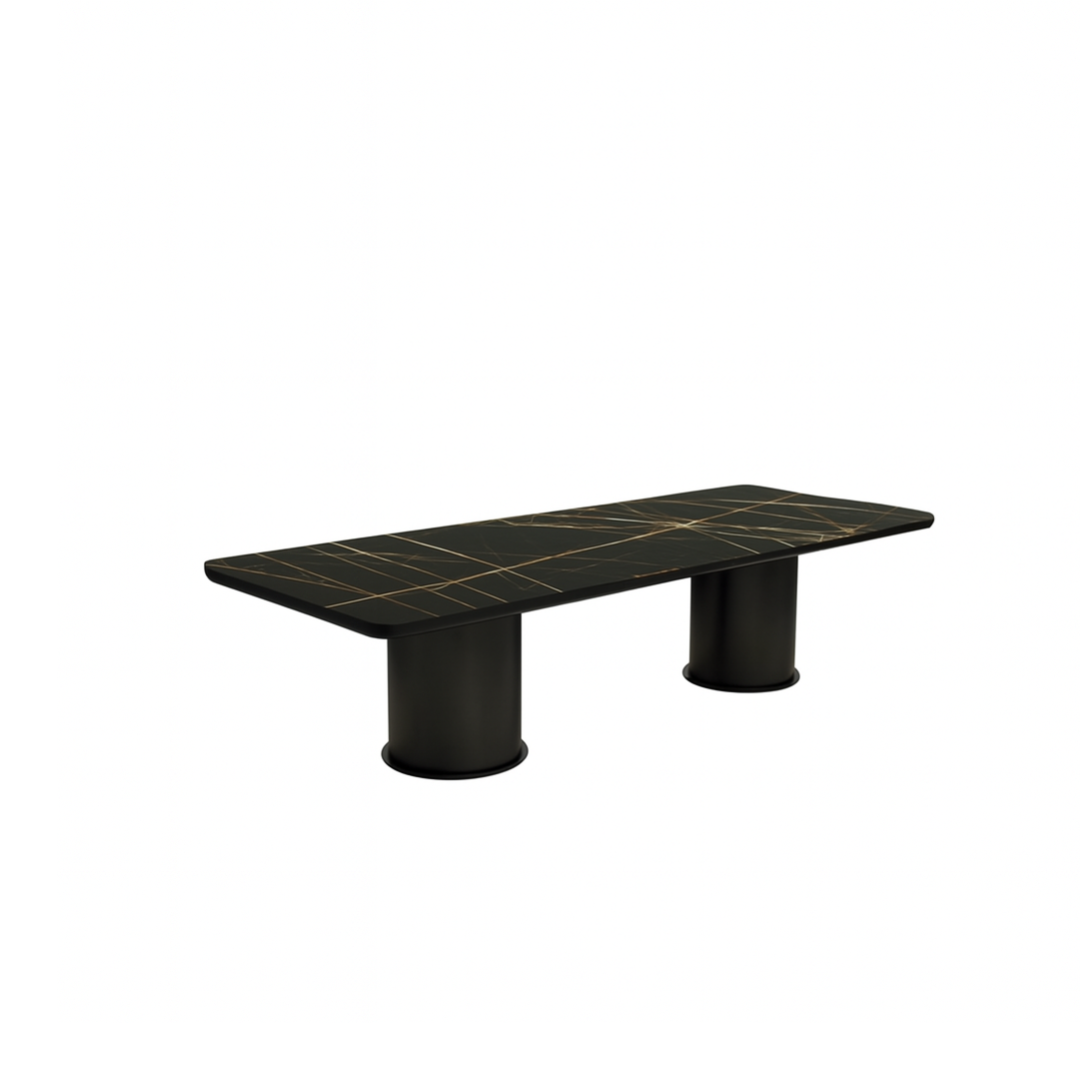 FERINO Rectangular Laurent Black Dining Table Premium