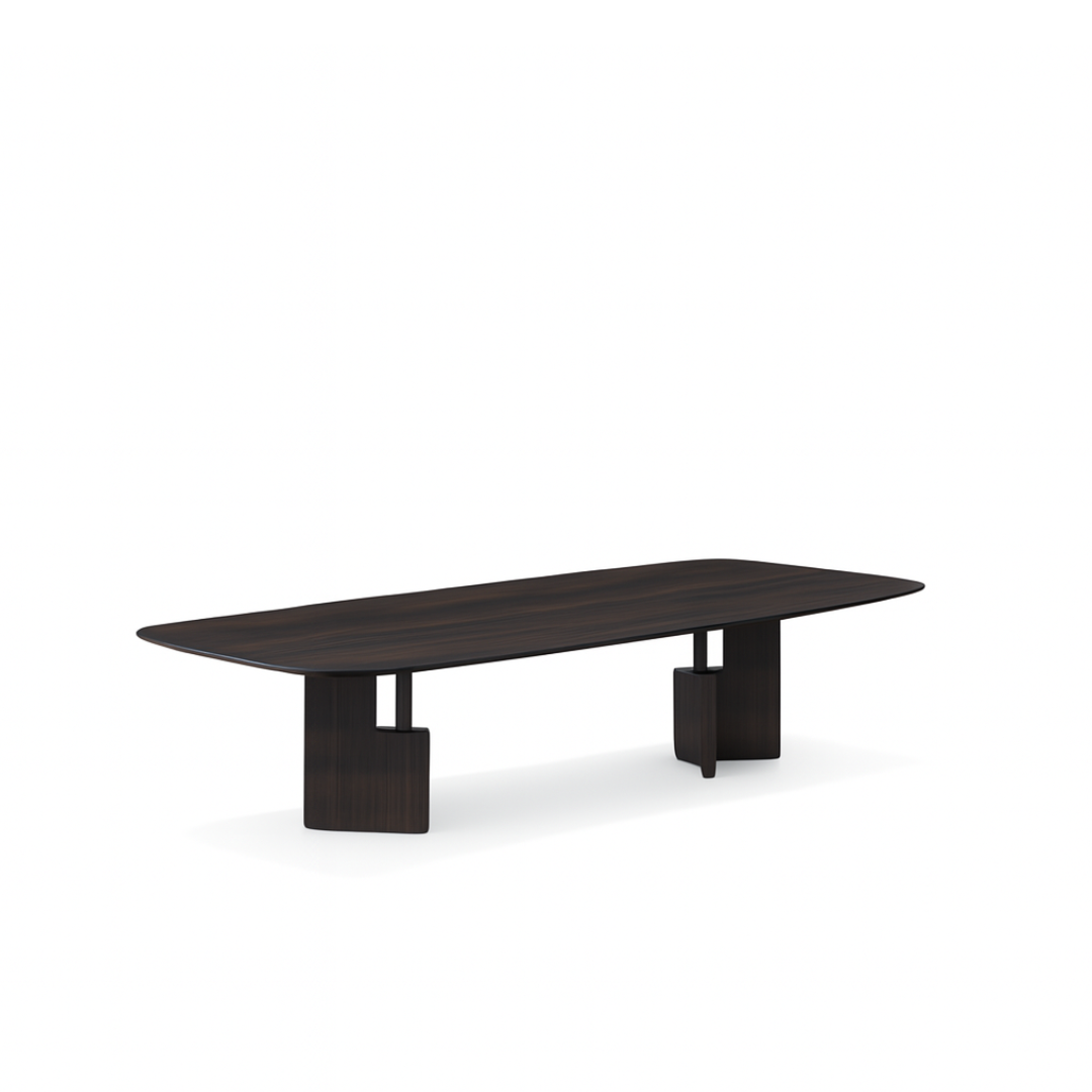 NIKO Rectangular Black Elm Veneer Dining Table Premium