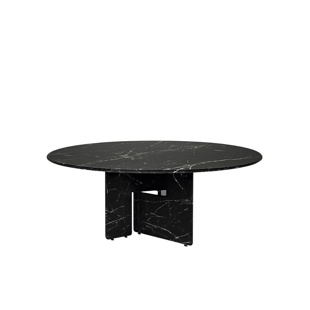 NIKO Round Black Marquina Dining Table Premium