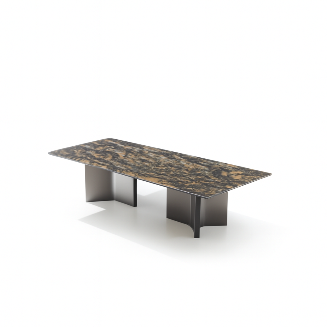 STEFANO Rectangular Platinum Diamond Dining Table Premium